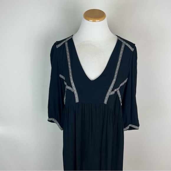 Ba&sh Alma Embroidered Long Sleeve Mini Dress Black White Size M - Picture 5 of 7